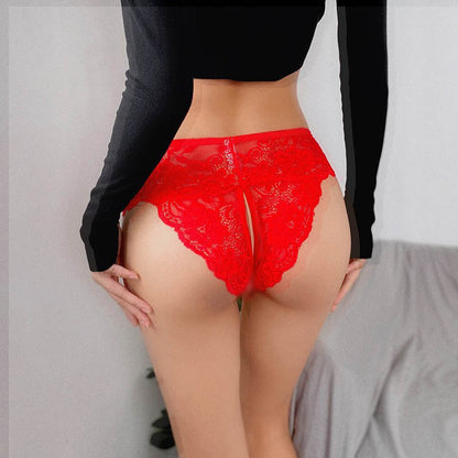 Q Fun Women’s Sexy Lace Open-Crotch Thong – Low-Waist Flirty Lingerie Plus Size