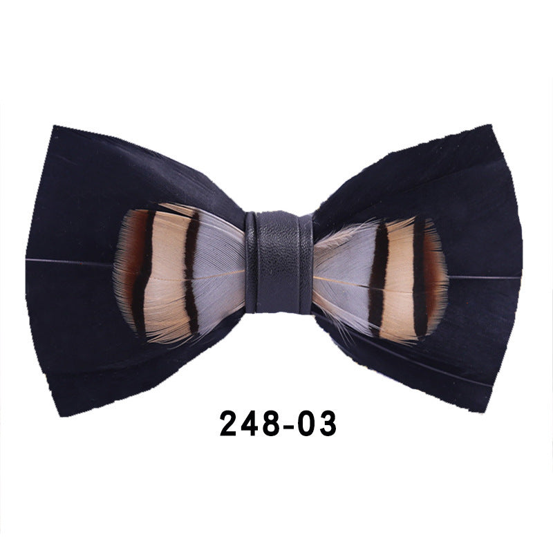 Handmade Feather Bow Tie – Unisex Color Matching Evening Bowtie with Optional Brooch & Gift Box