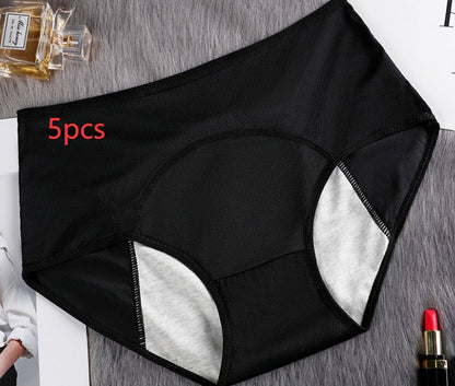 5PCS Women’s Menstrual Underwear – Leak-Proof Absorbent Period Panties, Nylon Comfort Mid-Rise