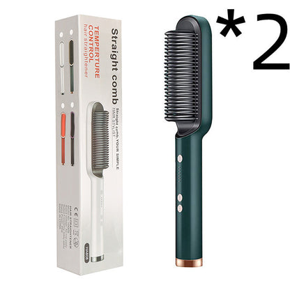 2-In-1 Hair Straightener Hot Comb – Negative Ion Curling Tong & Dual-Purpose Electric Hair Brush
