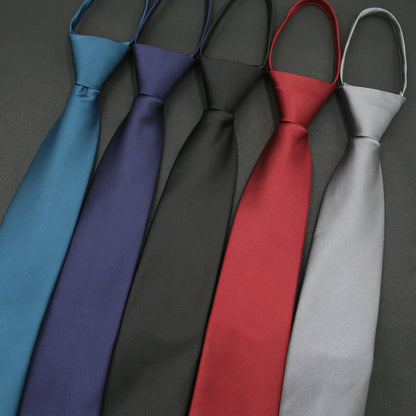 Men’s Formal Business Zipper Tie – Striped Jacquard Knot-Free Necktie