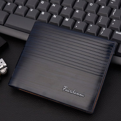 Embossed PU Leather Wallet – Multi-Card Short Wallet with Zipper & Passport Holder