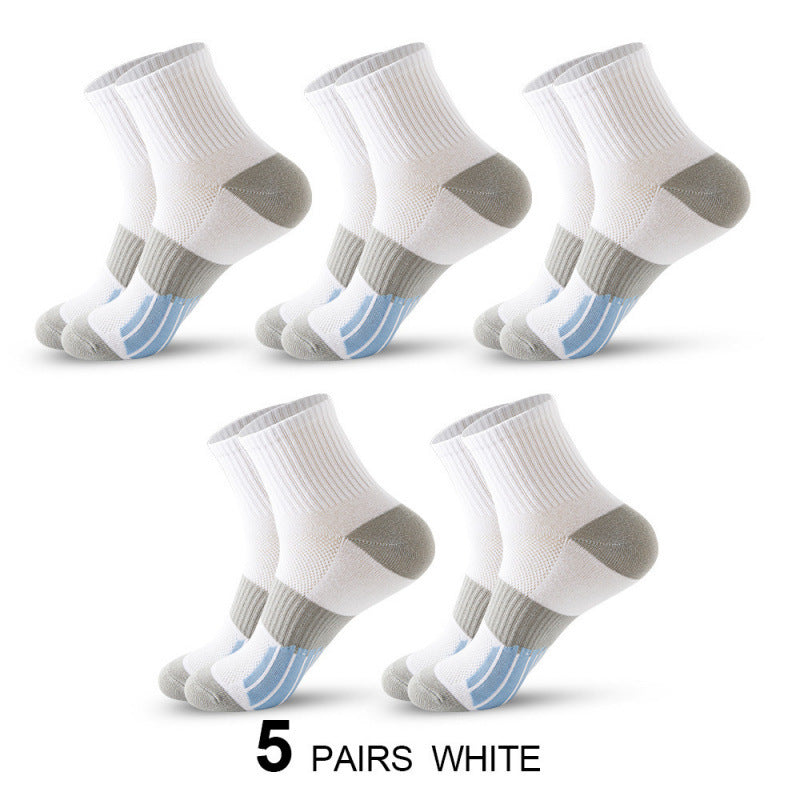 Men’s Middle Tube Cotton Sports Socks – Color Matching Basketball Non-Slip Breathable
