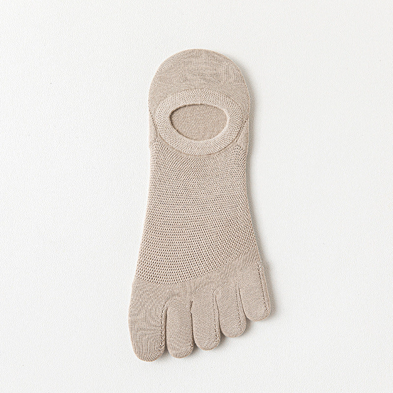 Men’s Thin Mesh Five Finger Invisible Socks – Breathable Cotton No-Show Socks