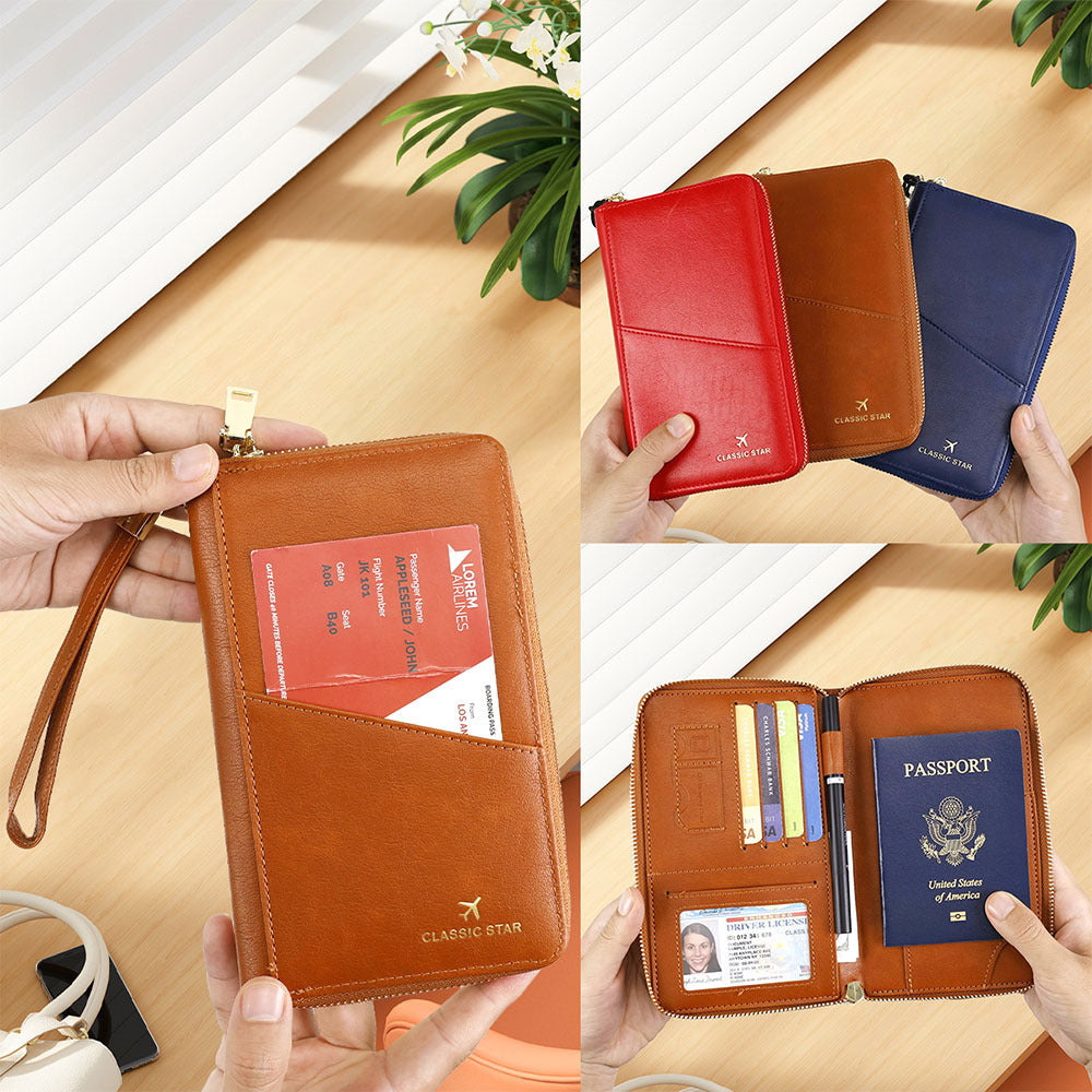 RFID Passport Holder Wallet – Genuine Leather Travel Wallet for Men & Women