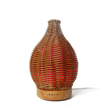 Rattan Cane Weaving Aromatherapy Diffuser – 120ml Ultrasonic Essential Oil Humidifier with Timer & Quiet Operation