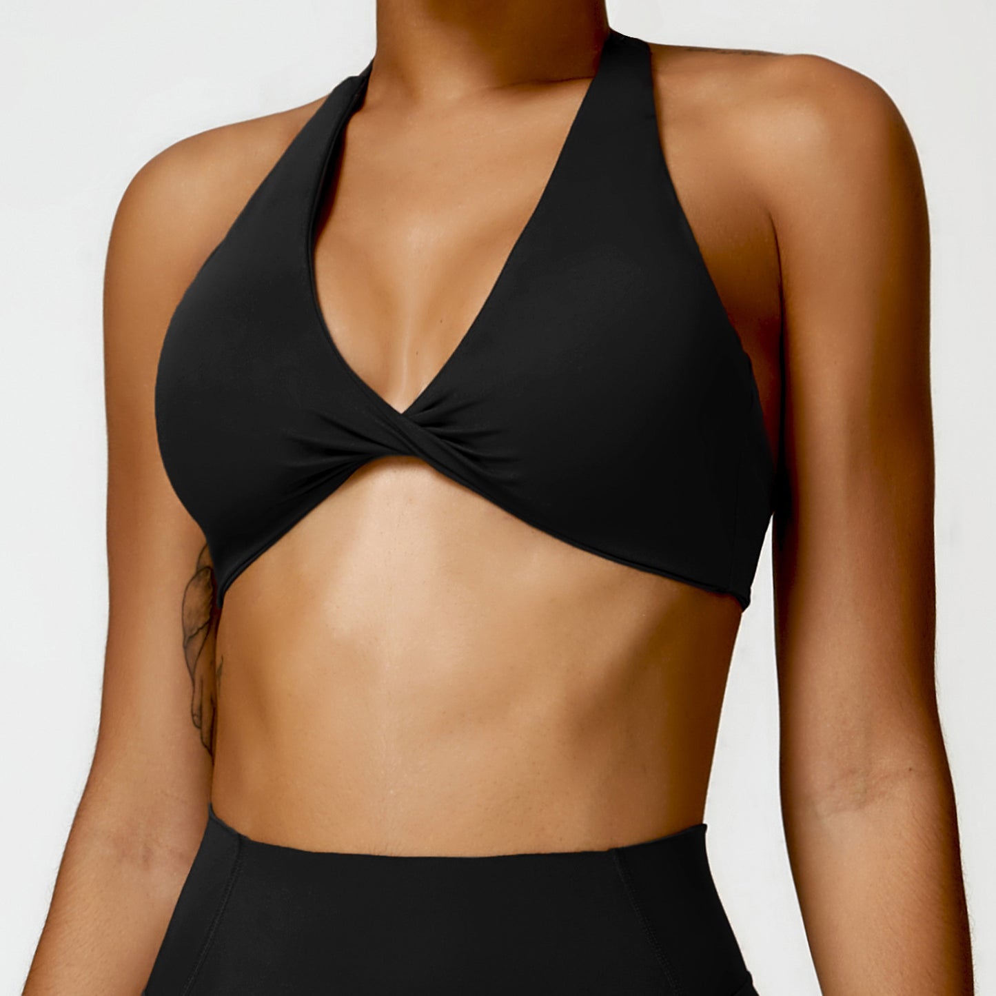 Breathable Halter Beauty Back Yoga Bra – Women’s Deep V Padded Sports Top