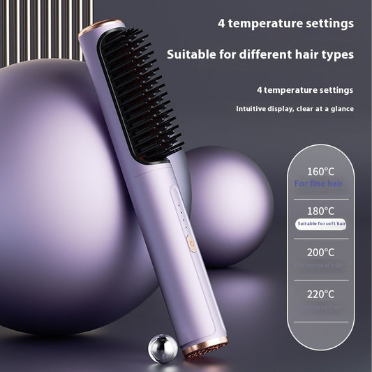 Wireless Straight Comb – Anion Portable Hair Straightener for Curling & Straightening