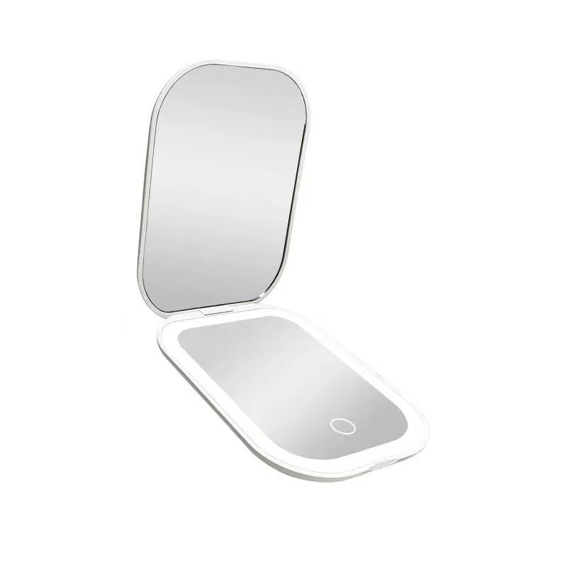 Ultra-Thin Foldable LED Makeup Mirror – Portable HD Cosmetic Mirror with 3-Color Light