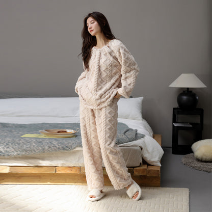 Women's Warm Winter Loungewear Set – Pullover Top & Trousers (M–XXL)