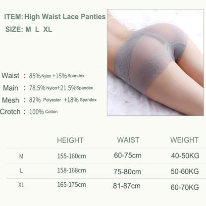 Women’s High-Waist Lace Cotton Briefs – Abdomen Control & Butt Lifting Underwear