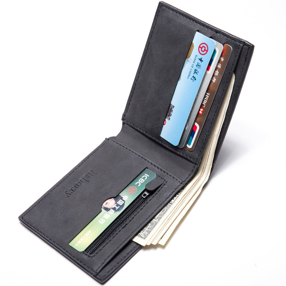 Fashion Men’s Wallet – Slim PU Leather Money Clip Wallet with Coin Pocket, Zipper & Card Holder
