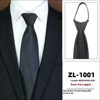 Men’s Formal Business Zipper Tie – Striped Jacquard Knot-Free Necktie