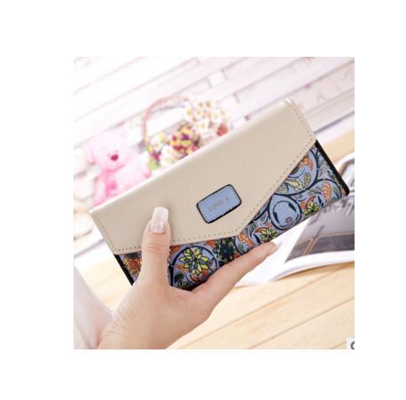 BIRDS Women’s Wallet – PU Leather Embroidered Flower Design, Korean Style Mid-Length Clutch