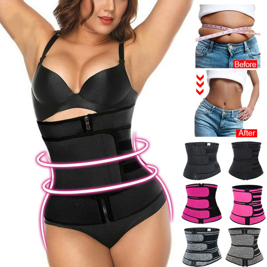 Tummy Sweat Shapewear Bodysuit for Women – Waist Trainer Slimming Corset with 2-3 Belts