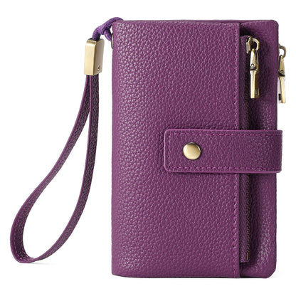 Women's Genuine Leather Wallet – Zipper Clutch Anti-theft Card Swiping Coin Purse