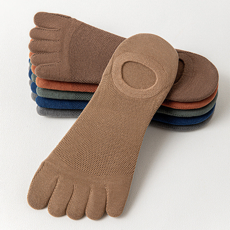 Men’s Thin Mesh Five Finger Invisible Socks – Breathable Cotton No-Show Socks