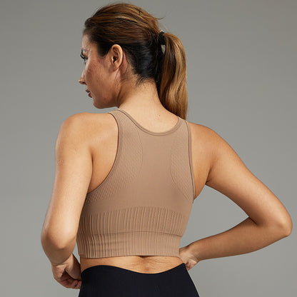 Shockproof Workout Bra – One-Piece Padded Yoga Sports Vest for Women