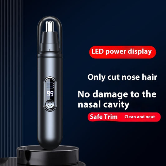 Men’s Electric Nose Hair Trimmer – LED Digital Display, Stainless Steel Blade, Rechargeable Grooming Device