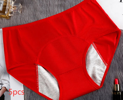 5PCS Women’s Menstrual Underwear – Leak-Proof Absorbent Period Panties, Nylon Comfort Mid-Rise