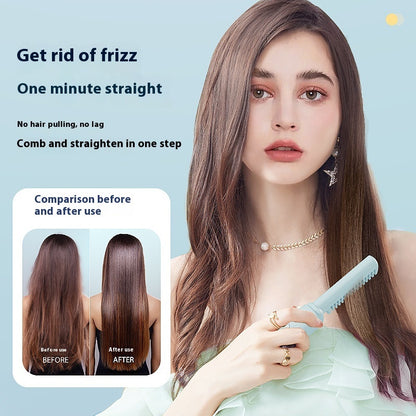 Wireless USB Hair Straightener – Portable Mini Curling & Straightening Iron with Titanium Tourmaline