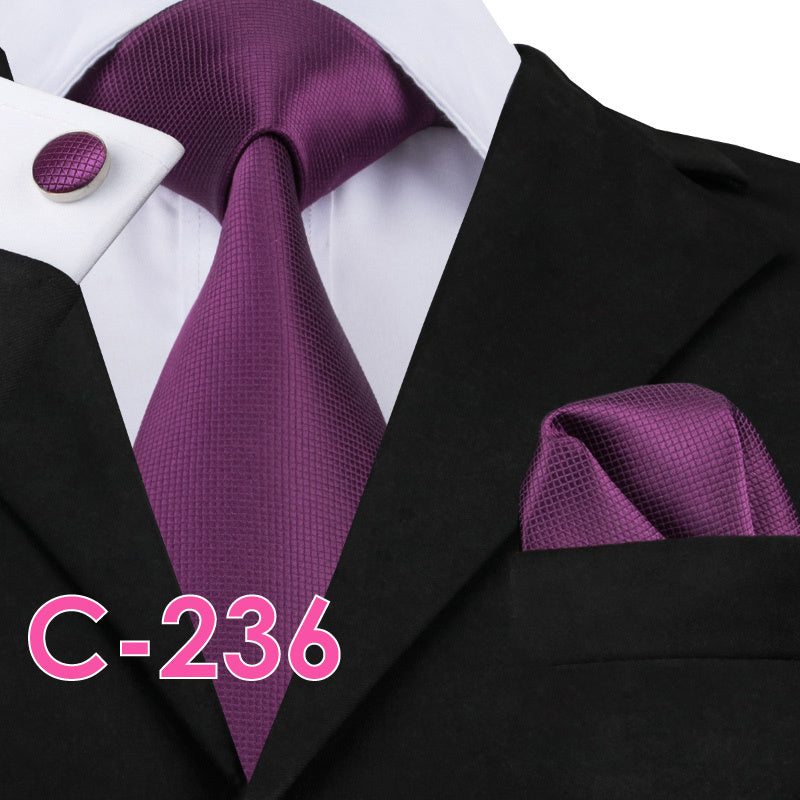 Men’s Solid Color Ribbed Collar Tie – Jacquard Woven Silk Floral Necktie with Wool Lining
