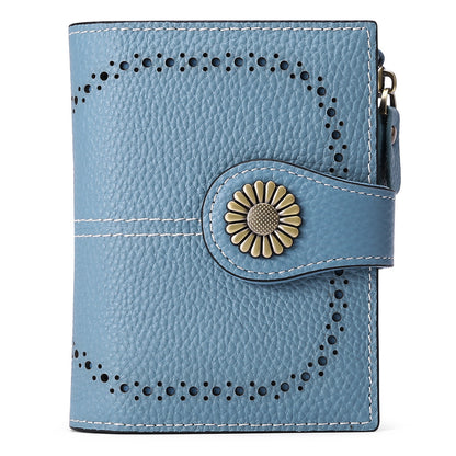 Fashion Women’s Short Coin Purse – Genuine Oil Wax Leather Retro Wallet