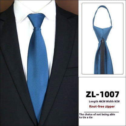 Men’s Formal Business Zipper Tie – Striped Jacquard Knot-Free Necktie