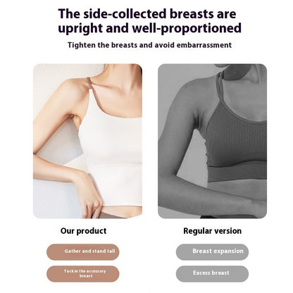 Summer Yoga Bra with Chest Pad – Fitness Vest Top with Fixed Straps & 3/4 Cup Support