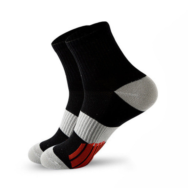 Men’s Middle Tube Cotton Sports Socks – Color Matching Basketball Non-Slip Breathable