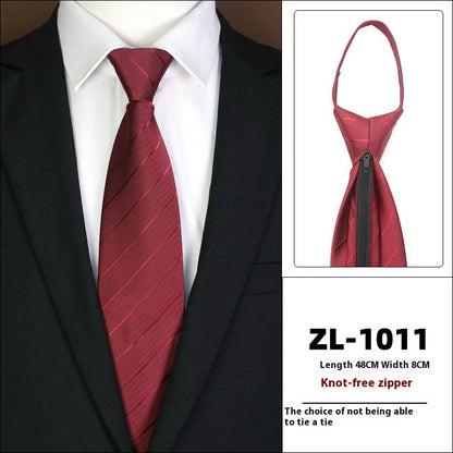 Men’s Formal Business Zipper Tie – Striped Jacquard Knot-Free Necktie