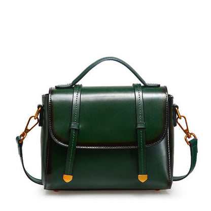 Women’s Genuine Leather Handbag – Retro Cowhide Shoulder Bag Small Square Crossbody
