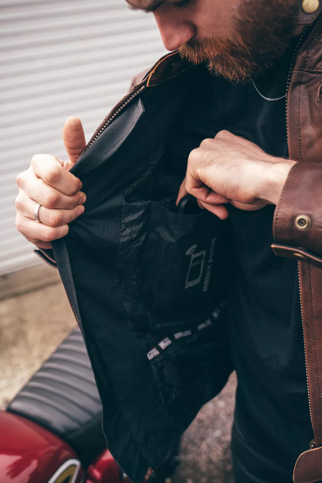 Sheepskin Leather Motorcycle Touring Jacket Brown with Protective Armour