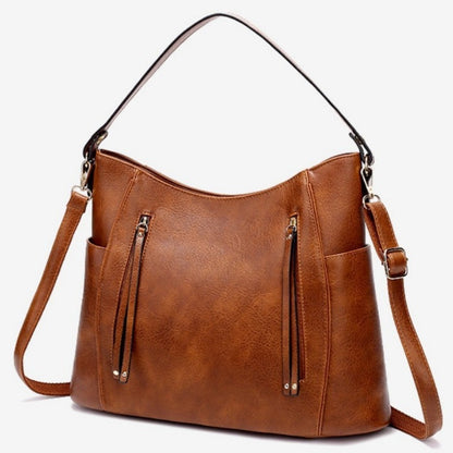 Luxury Women’s Leather Handbag – Large Capacity Messenger Bag, Vintage PU Shoulder Tote with Tassel Design