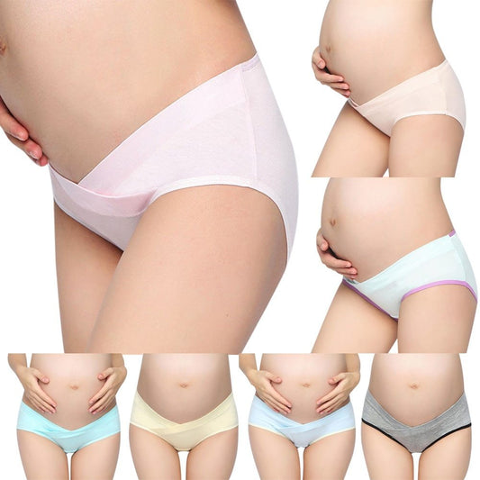 Soft Cotton Maternity Belly Support Panties – Breathable Low-Waist V-Shaped Pregnancy Underwear