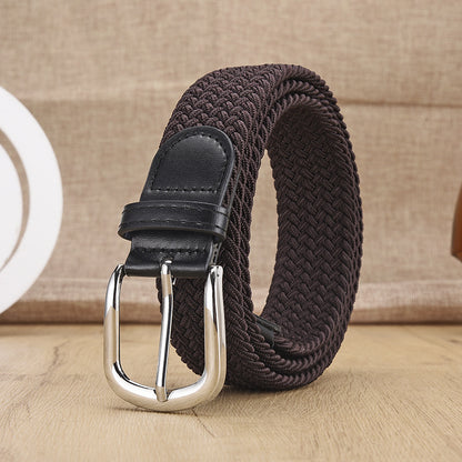 Unisex Woven Elastic Belt – Stretch Canvas Punch-Free Belt with Alloy Buckle