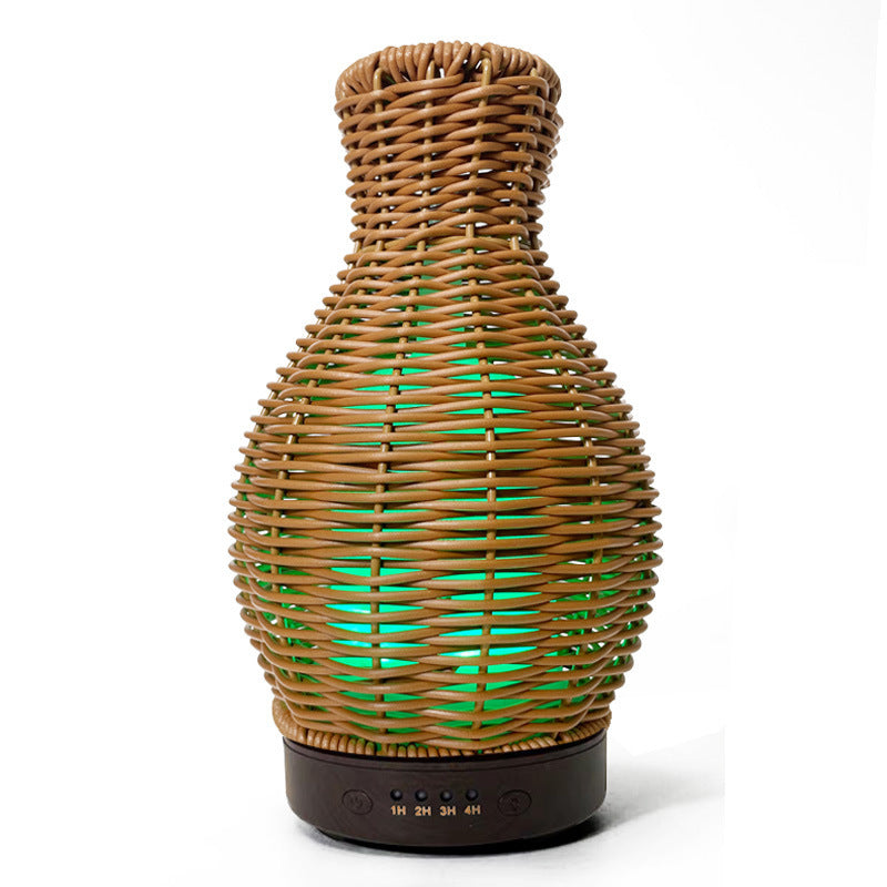 Rattan Cane Weaving Aromatherapy Diffuser – 120ml Ultrasonic Essential Oil Humidifier with Timer & Quiet Operation