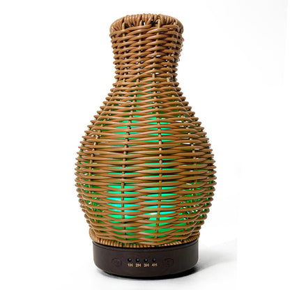 Rattan Cane Weaving Aromatherapy Diffuser – 120ml Ultrasonic Essential Oil Humidifier with Timer & Quiet Operation