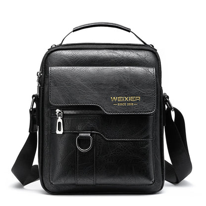 Men’s PU Leather Messenger Bag – Retro Business Shoulder Crossbody Backpack with Flap Design