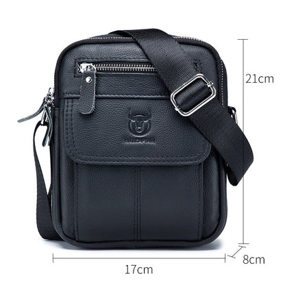Men’s Mini Leather Crossbody Shoulder Bag – Genuine Cowhide Small Cash & Travel Purse
