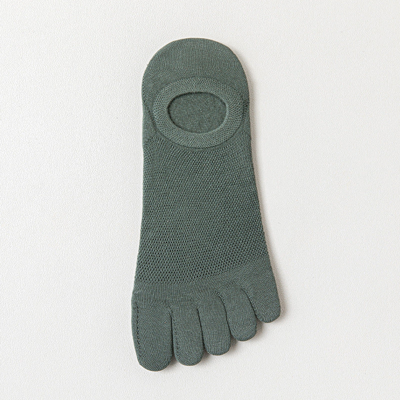 Men’s Thin Mesh Five Finger Invisible Socks – Breathable Cotton No-Show Socks