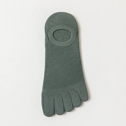 Men’s Thin Mesh Five Finger Invisible Socks – Breathable Cotton No-Show Socks
