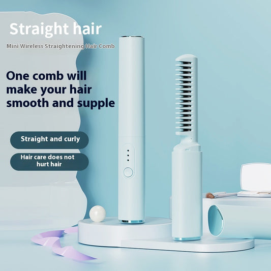 Wireless USB Hair Straightener – Portable Mini Curling & Straightening Iron with Titanium Tourmaline