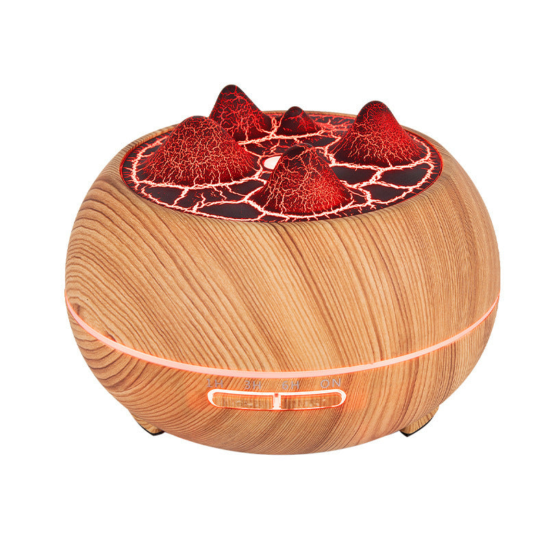 Flame Atmosphere Wood Grain Humidifier – USB Aromatherapy Diffuser with Remote Control & Anion Air Purifier