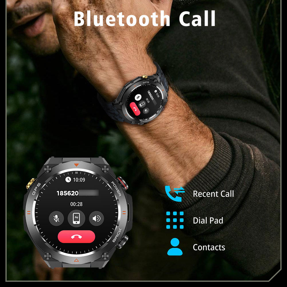 SENBONO GPS Smart Watch for Men – 1.45" HD Screen, Altimeter, Barometer, Compass, AI Voice, Android & iPhone Compatible