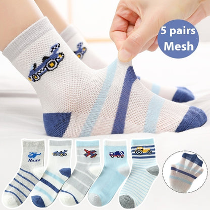 Children's Solid Color Short Socks – Cotton Thin Ankle Socks 5 Pairs for Boys & Girls