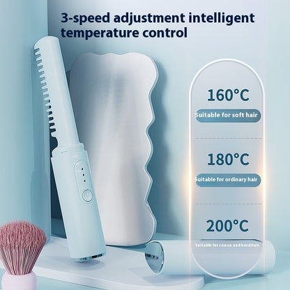 Wireless USB Hair Straightener – Portable Mini Curling & Straightening Iron with Titanium Tourmaline