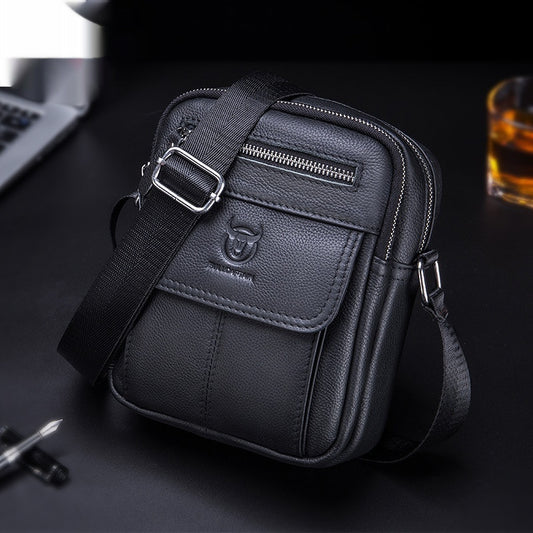 Men’s Mini Leather Crossbody Shoulder Bag – Genuine Cowhide Small Cash & Travel Purse