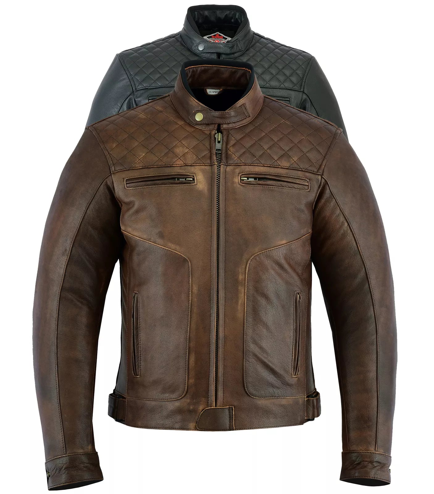 Sheepskin Leather Motorcycle Touring Jacket Brown with Protective Armour