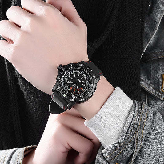 Men’s Military Quartz Watch – Waterproof 50M Sports Wristwatch with Alarm & Luminous Display